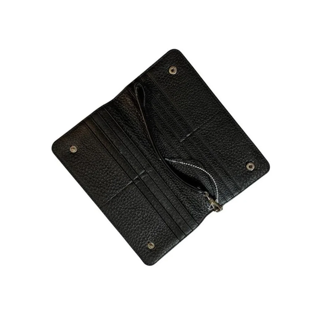 Kate Spade New York Black Pebbled Leather Wristlet Wallet Clutch Gold Hardware